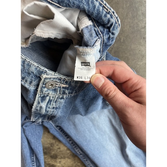 90's LEVIS Dry-Goods Baggy Cargo Jeans 35x29 Skater JNCO Style Patch Pocket - Picture 5 of 11